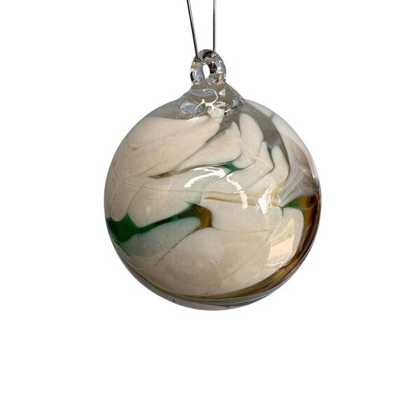 Handmade Val Glashütte Swirled Glass Ornament Green Spirit Ball Austria Signed 3 - Picture 6 of 9